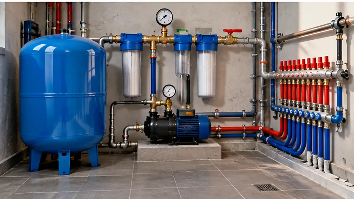 Pomieszczenie techniczne z instalacją hydroforową i filtracją wody – błędy inwestorów przy planowaniu instalacji